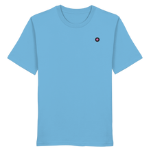 Lade das Bild in den Galerie-Viewer, Blaues T-Shirt mit Schallplatte bestickt