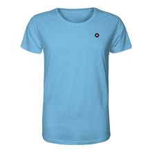 Lade das Bild in den Galerie-Viewer, Blaues T-Shirt mit Schallplatte gestickt